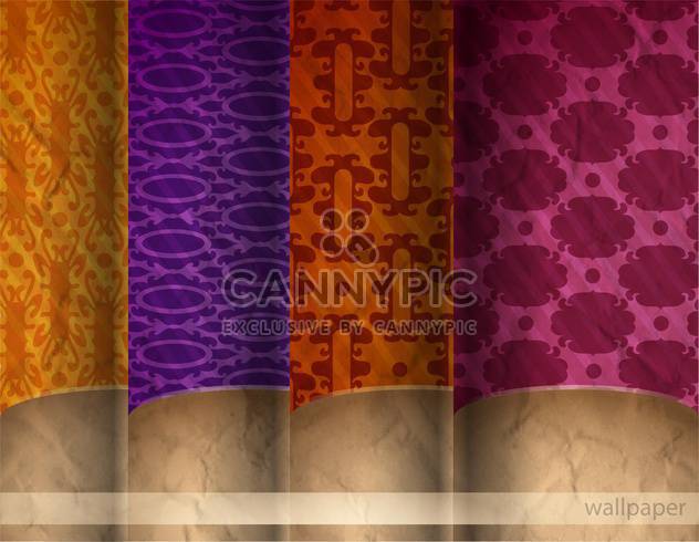 retro damask wallpaper set backgrounds - vector gratuit #132616 