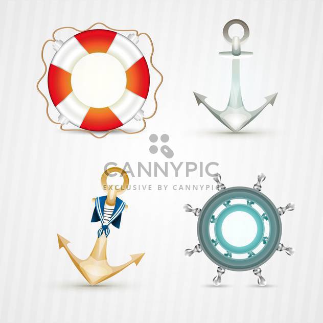 vector nautical icons set - vector gratuit #133106 
