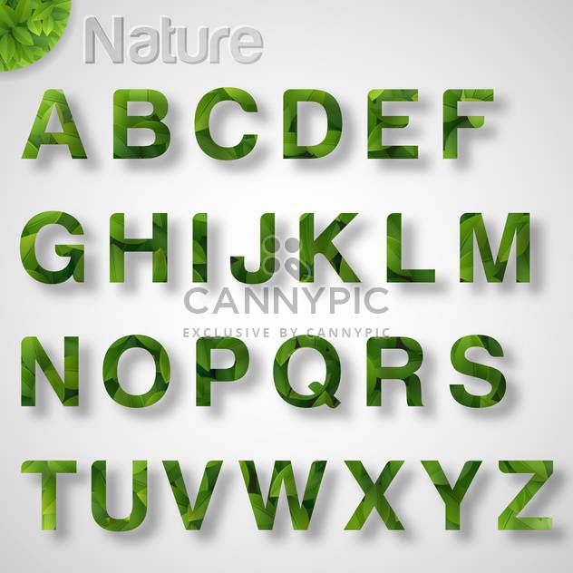 green leaf font alphabet letters - vector gratuit #133406 