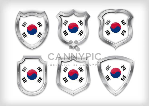 south korea vector shield set background - vector gratuit #133596 