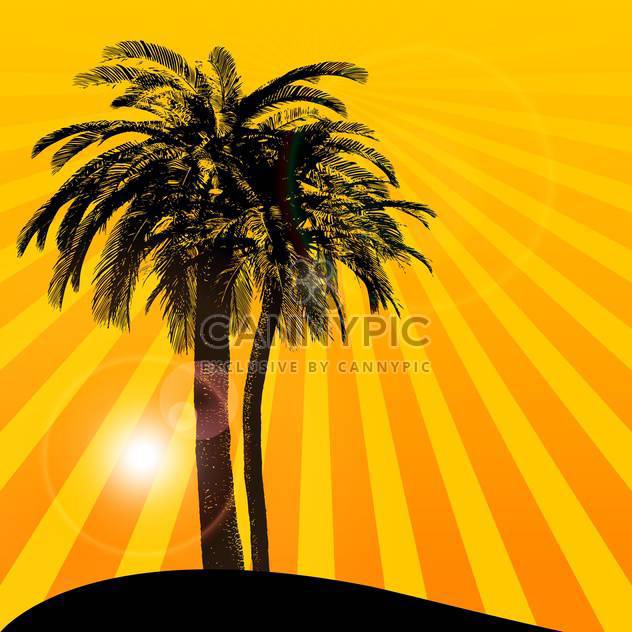 orange sunset background with palm tree - vector gratuit #133816 