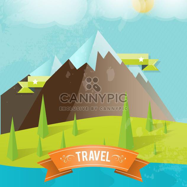 travel card with mountains background - vector #134196 gratis