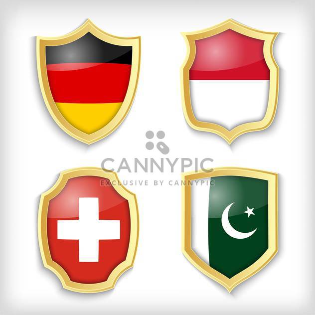 set of shields with different countries stylized flags - vector #134516 gratis