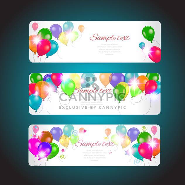 happy holiday cards set with balloons - vector gratuit #134526 
