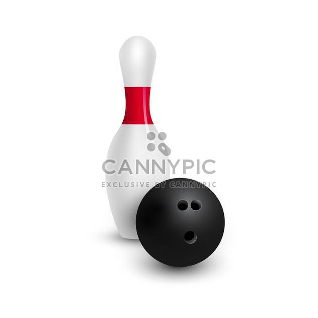 single bowling pin with red stripes and ball - vector gratuit #134786 