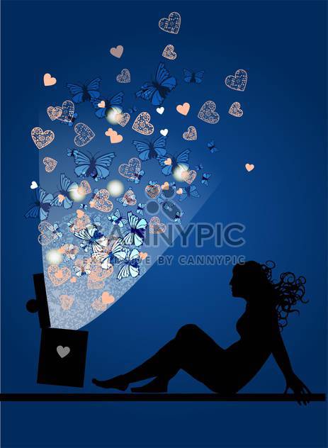 silhouette of woman with magic box - бесплатный vector #134916