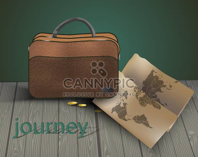 travel bag with map background - vector gratuit #134946 