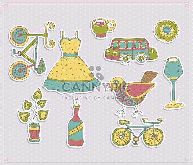 retro travel set with summer items - Kostenloses vector #135006