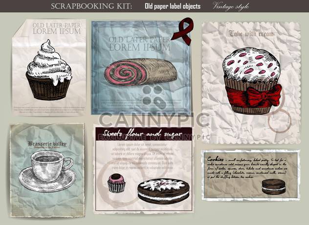 coffee and cake set on old paper - vector #135116 gratis
