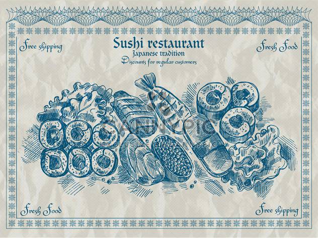 vintage sushi restaurant banner vector illustration - vector gratuit #135196 