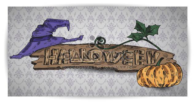 pumpkin, hat on halloween holiday banner - Free vector #135266
